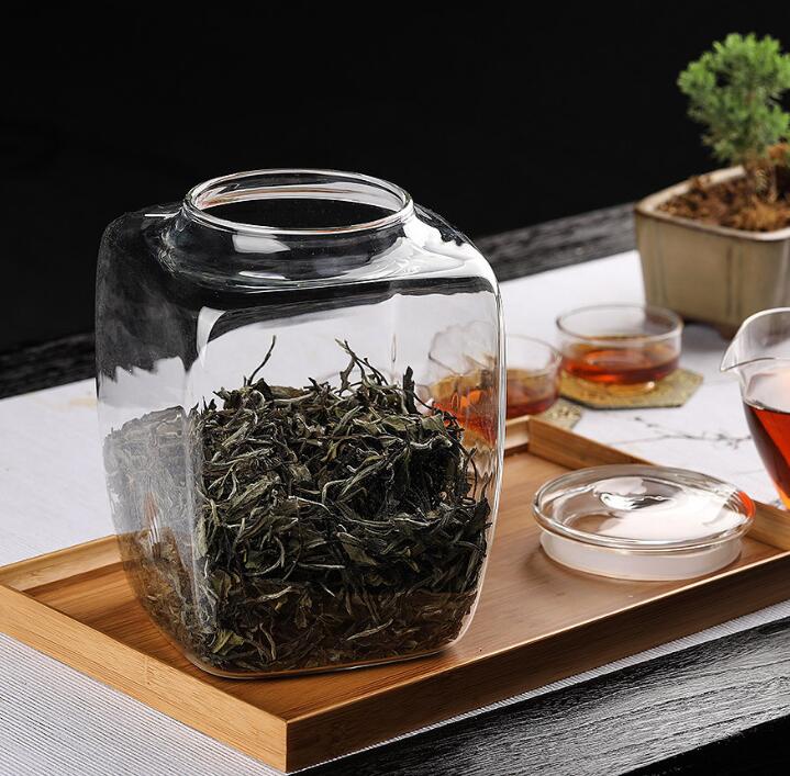 Contracted Design Square Shape Large Capacity Glass Jars For Tea Canisters Heat Resistant Glass Containers For Grains