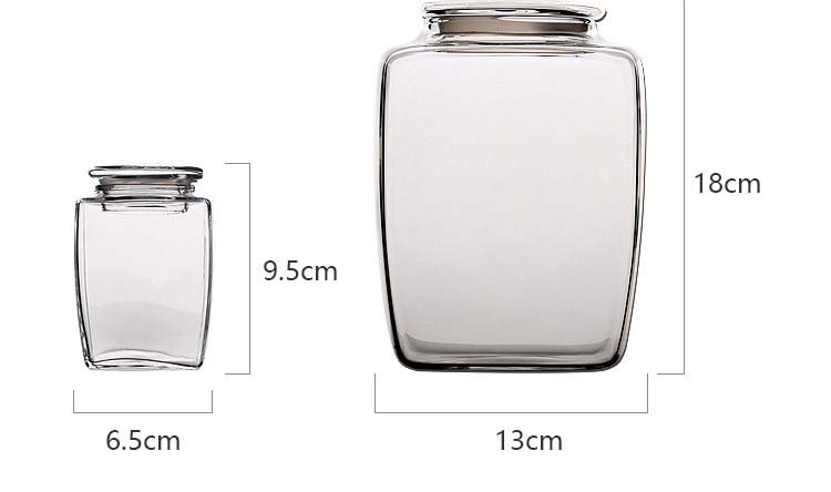 Contracted Design Square Shape Large Capacity Glass Jars For Tea Canisters Heat Resistant Glass Containers For Grains