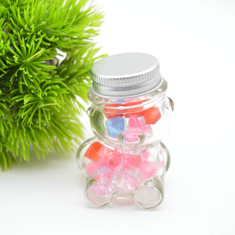 Cookie Candy Wish Star Storage 1OZ  30ml Decorative Bear Shaped Clear Glass Jar with Lids