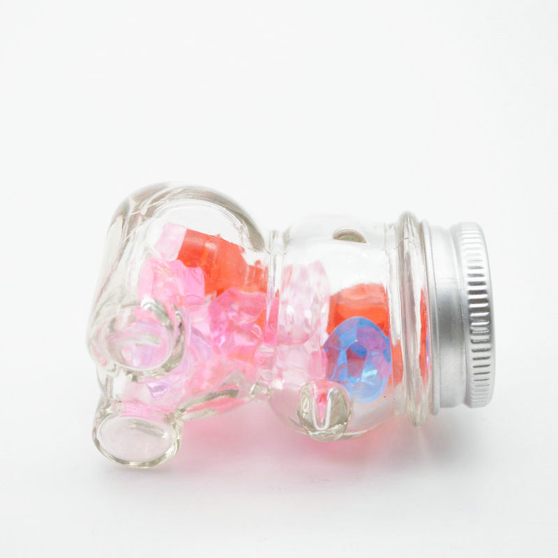 Cookie Candy Wish Star Storage 1OZ 30ml Decorative Bear Shaped Clear Glass Jar with Lids