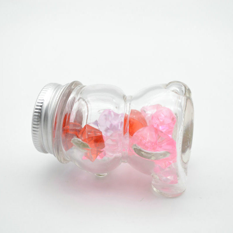 Cookie Candy Wish Star Storage 1OZ 30ml Decorative Bear Shaped Clear Glass Jar with Lids