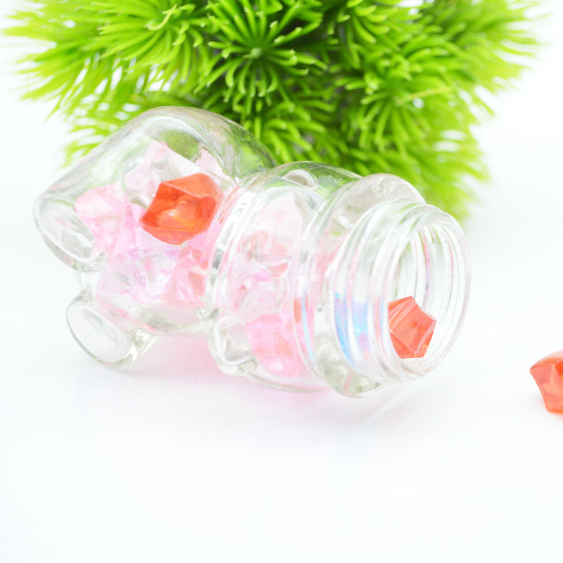 Cookie Candy Wish Star Storage 1OZ 30ml Decorative Bear Shaped Clear Glass Jar with Lids