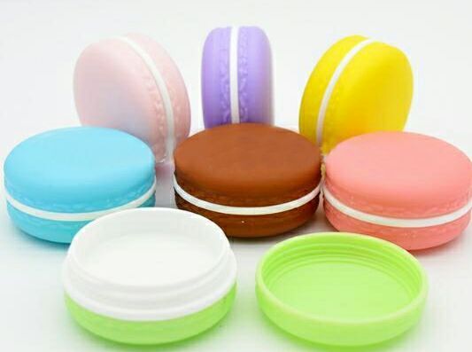 Cookie shape macarons 5g 10g PP plastic cosmetic cream jar for lip balm and eye shadow manufacture