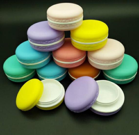 Cookie shape macarons 5g 10g PP plastic cosmetic cream jar for lip balm and eye shadow manufacture
