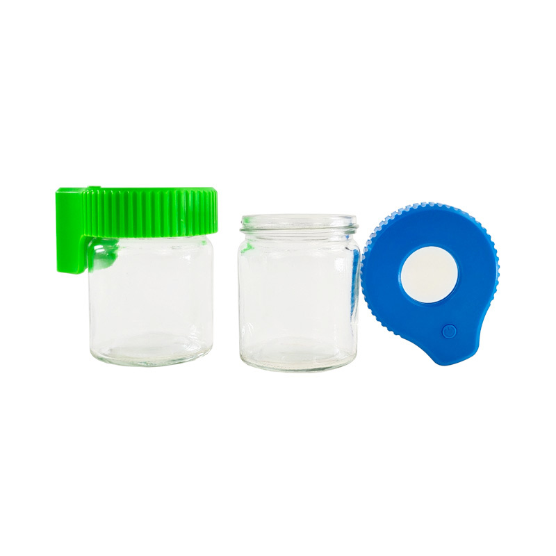 Cookies LED Light Container Plastic Glass Rechargeable Medicine Seal Pill Cases Jars 155ml Magnifier Vacuum Storage
