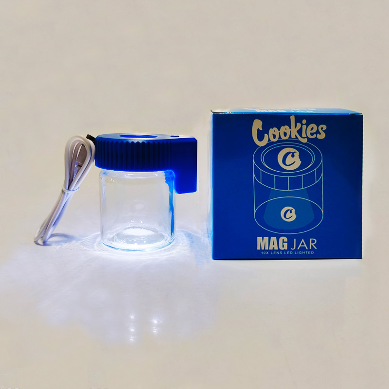 Cookies LED Light Container Plastic Glass Rechargeable Medicine Seal Pill Cases Jars 155ml Magnifier Vacuum Storage
