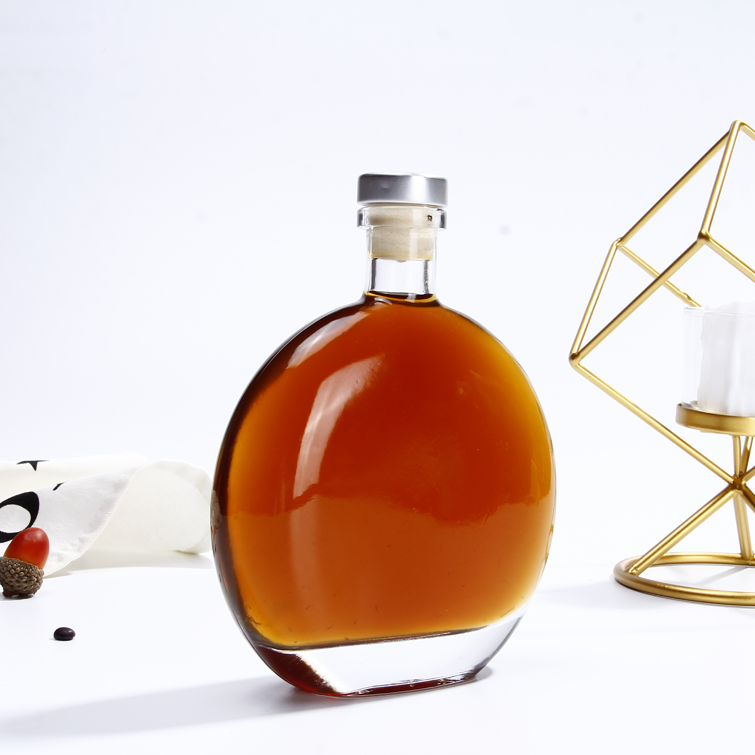 Cork Lid Flint Wine Bottle 250ml Glass Liquor Bottle