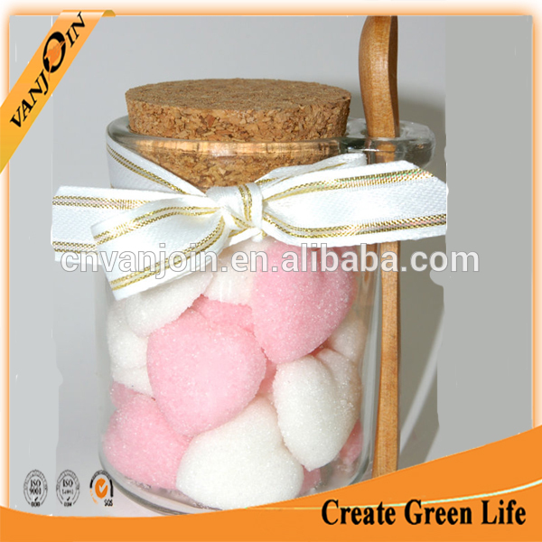 Cork Top 8oz Glass Salt Jar With Wooden Spoon For Bath Salt Candy Butter Package