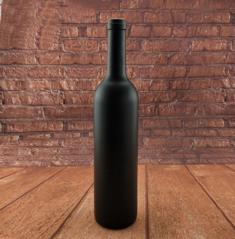 Cork top weight empty bright black/dumb frosted matte black glass wine bottle 750ml bottle for red wine