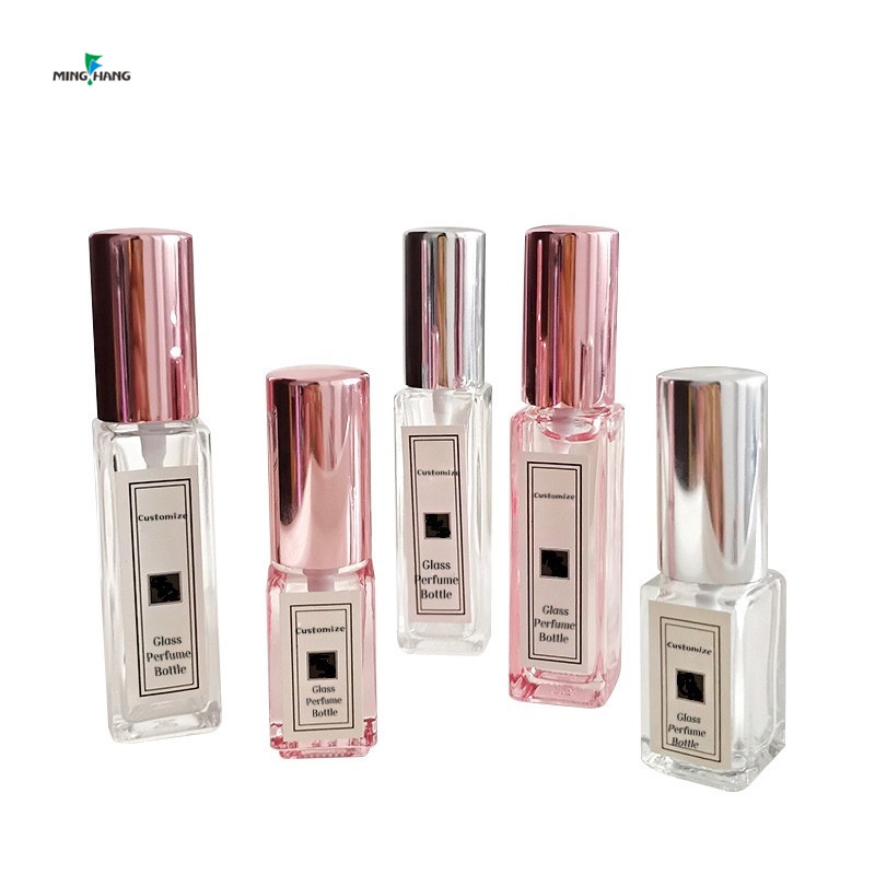 Cosmetic 10 ml rectangle thick bottom perfume glass bottle 10ml square roll on bottle