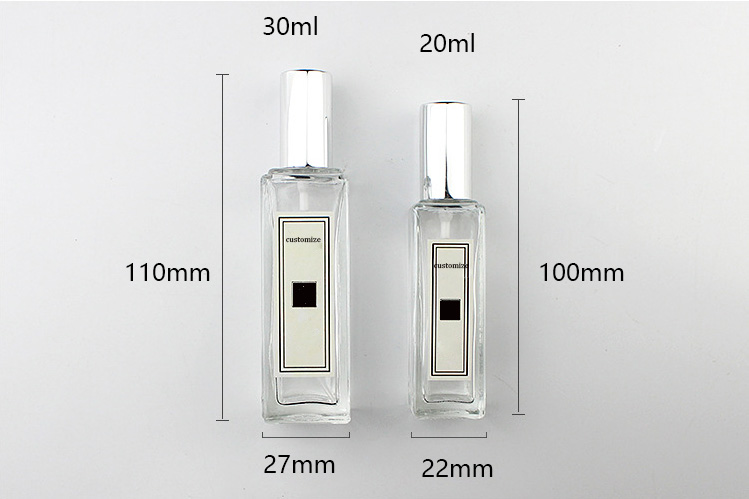 Cosmetic 10 ml rectangle thick bottom perfume glass bottle 10ml square roll on bottle