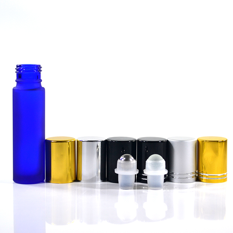 Cosmetic 10ml glass roll on perfume bottle with stainless steel roll