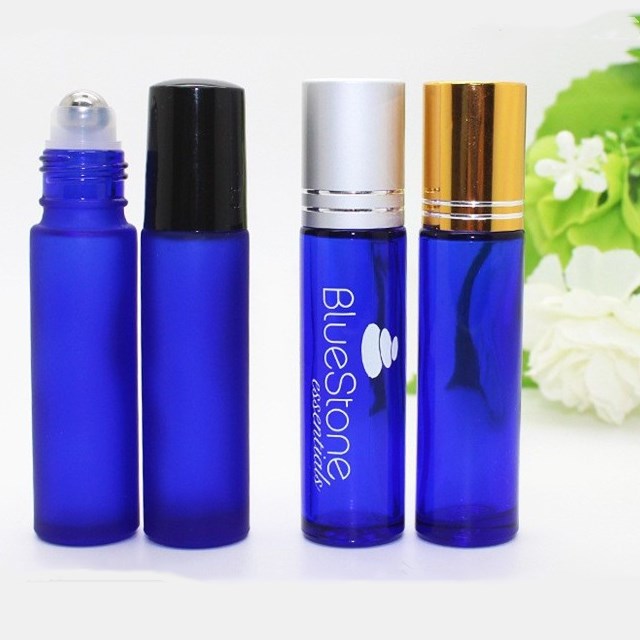 Cosmetic 10ml glass roll on perfume bottle with stainless steel roll