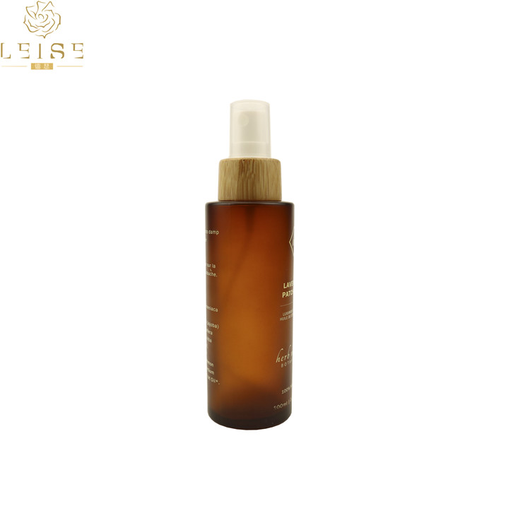 Cosmetic 10ml15ml 30ml 50ml 100ml clear amber white black essential oil frosted glass dropper pump bottle with bamboo cap