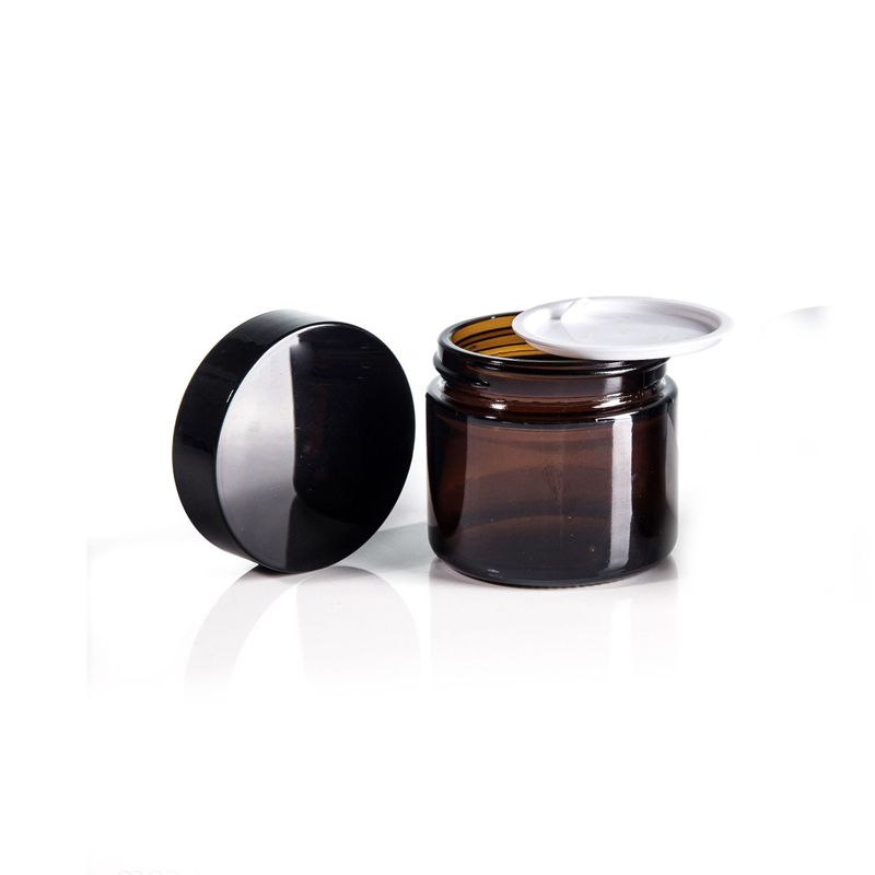 Cosmetic 15ml 20g 30ml 50ml 60ml 100ml Round Amber Glass face cream jar with plastic cap