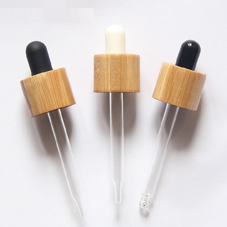 Cosmetic 15ml 20ml essential oil bottle matte black frosted glass bamboo dropper bottle with bamboo cap