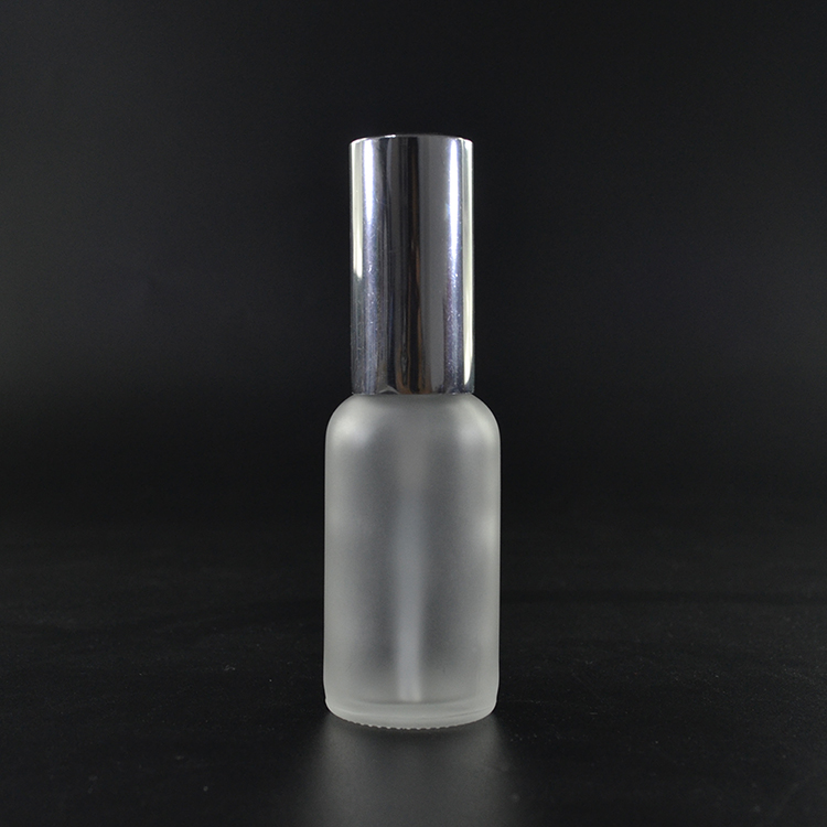 Cosmetic 30ml 50ml 100ml 1oz 2 oz clear frosted boston glass perfume spray bottle with aluminum plastic white cap
