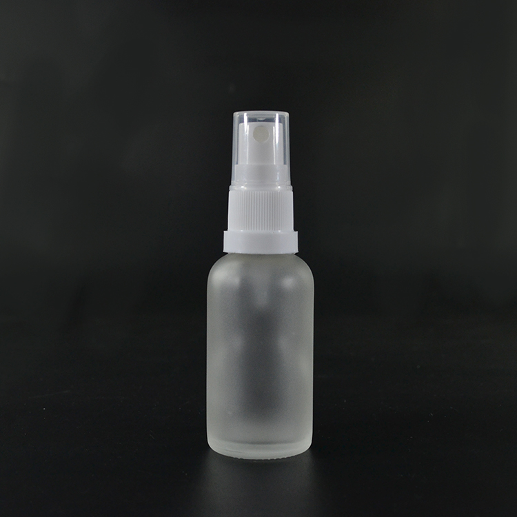 Cosmetic 30ml 50ml 100ml 1oz 2 oz clear frosted boston glass perfume spray bottle with aluminum plastic white cap