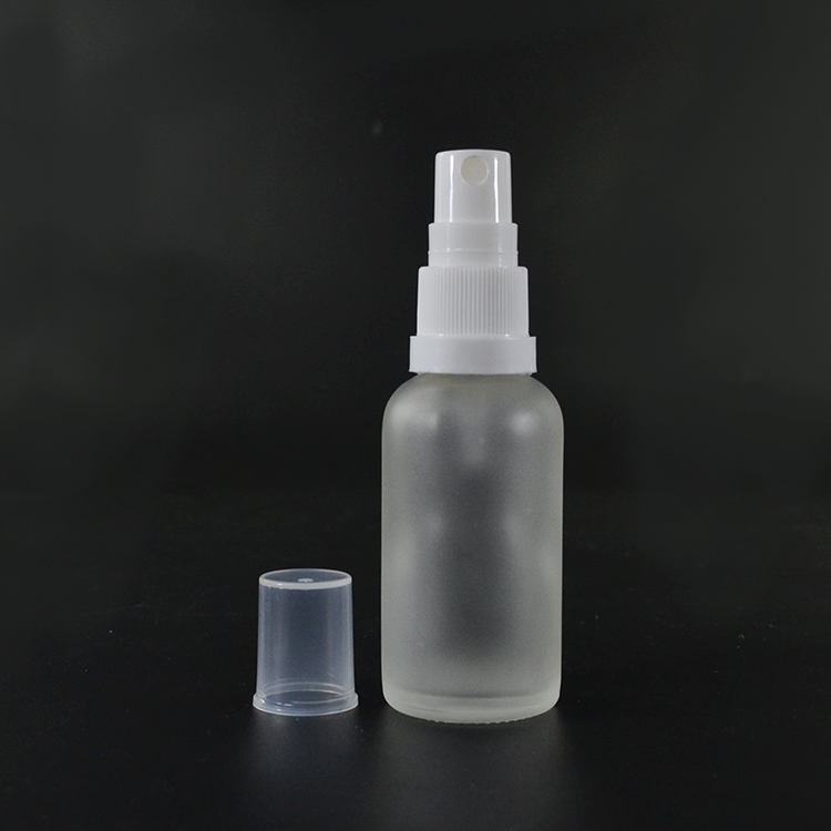 Cosmetic 30ml 50ml 100ml 1oz 2 oz clear frosted boston glass perfume spray bottle with aluminum plastic white cap
