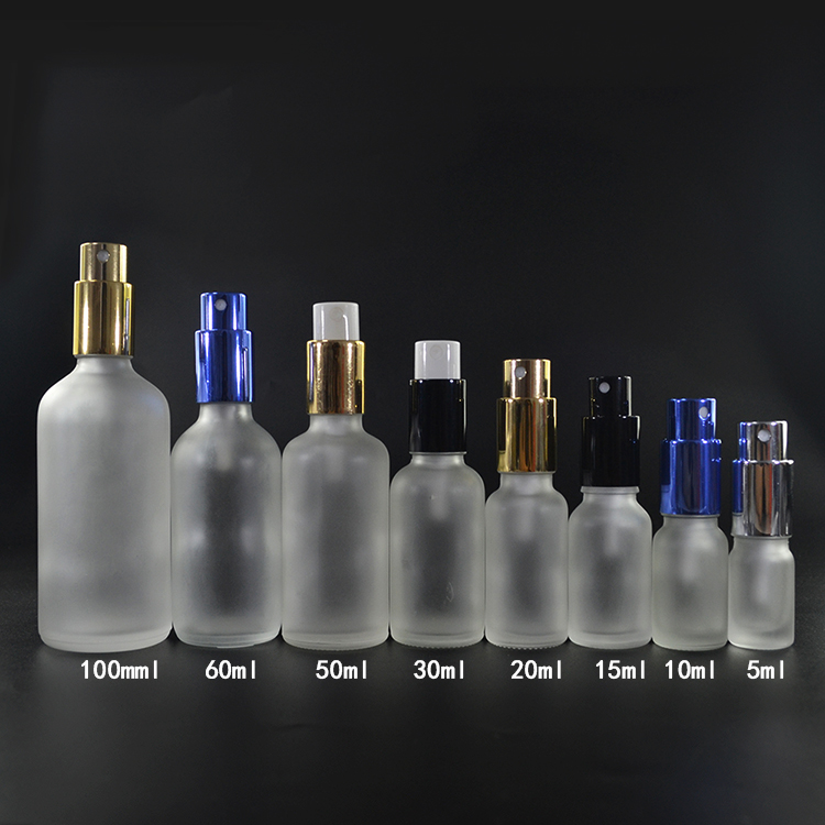 Cosmetic 30ml 50ml 100ml glass perfume apray bottle with aluminum spray pump cap