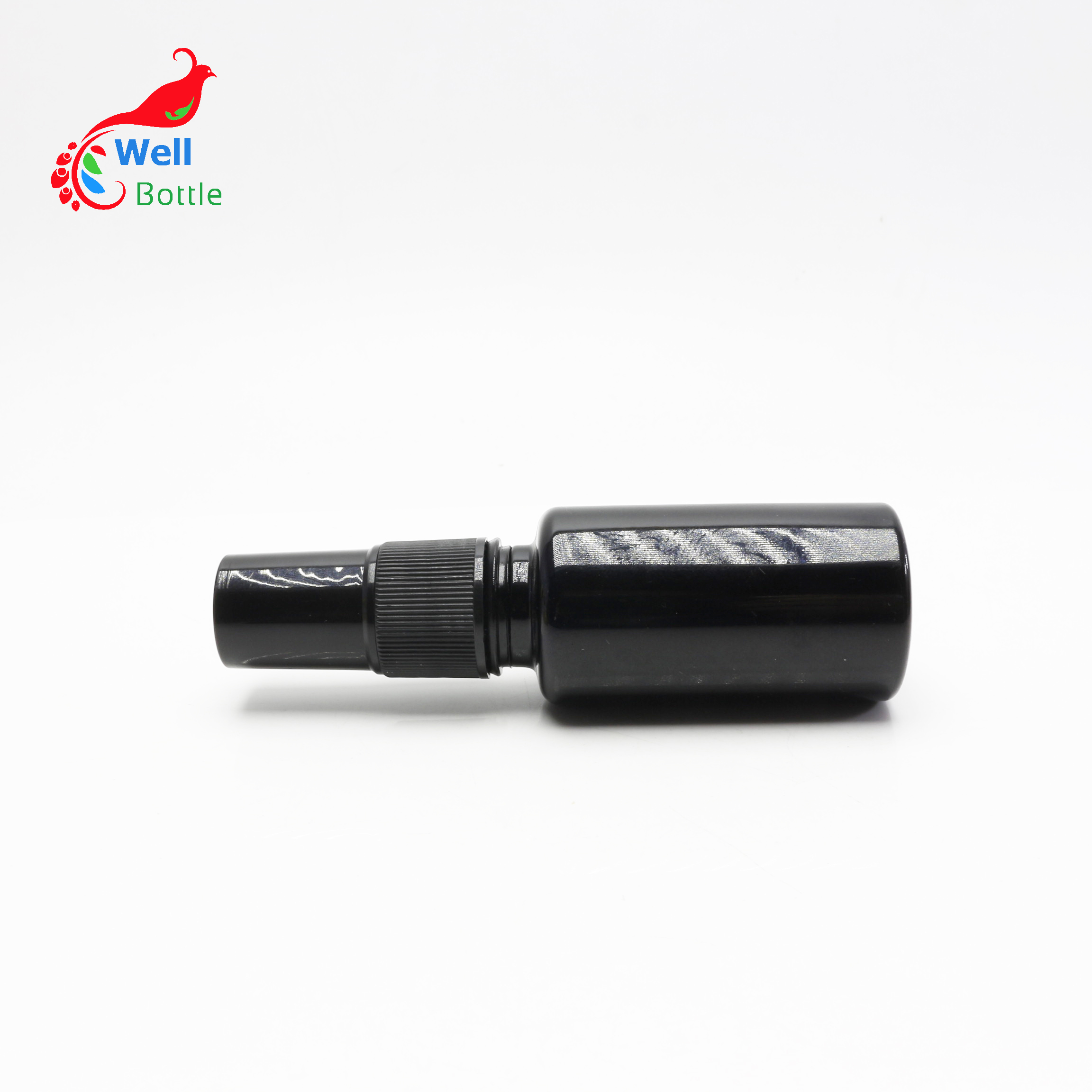 Cosmetic 30ml black fine mist glass violet bottle with black spray cap Hotsale DV315E