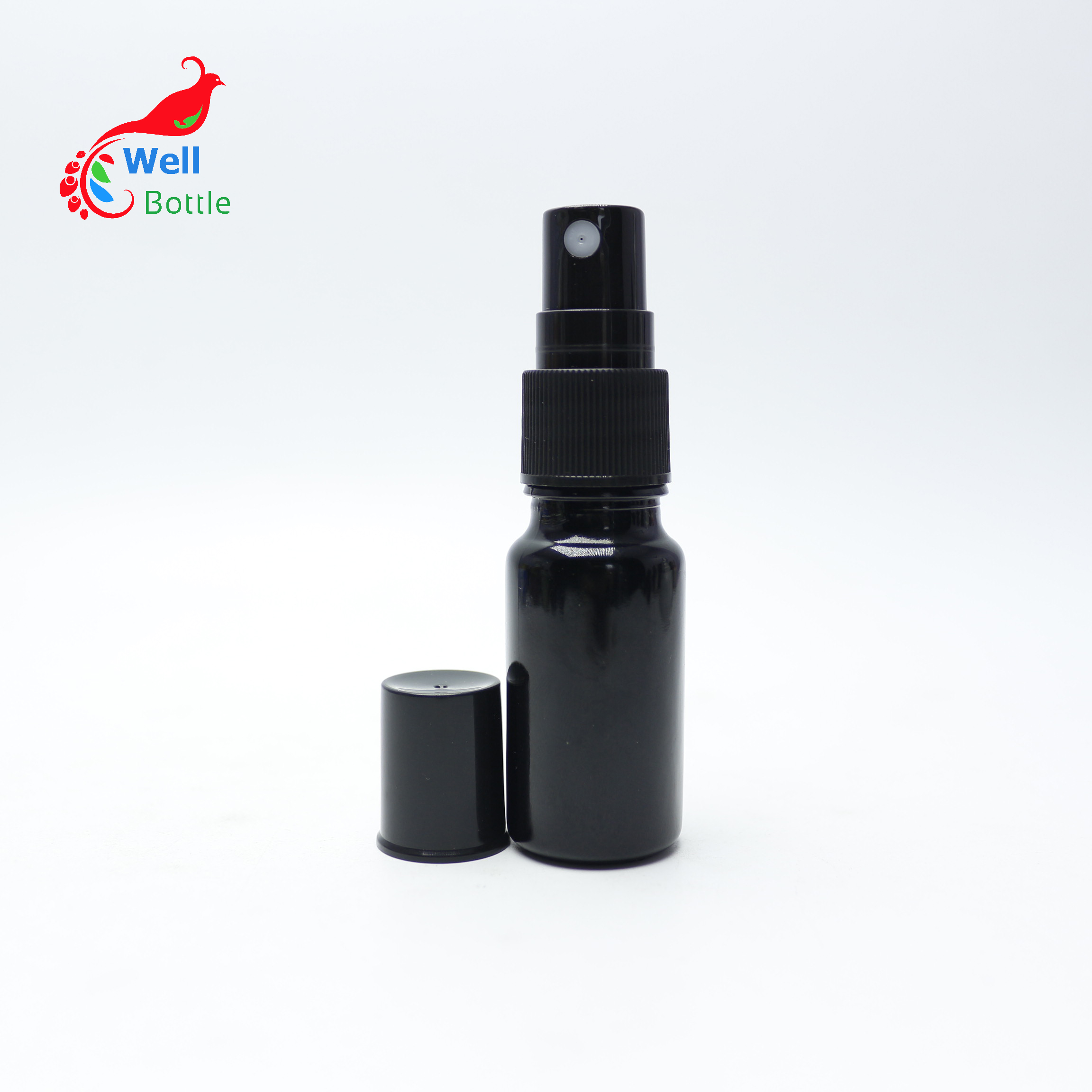 Cosmetic 30ml black fine mist glass violet bottle with black spray cap Hotsale DV315E