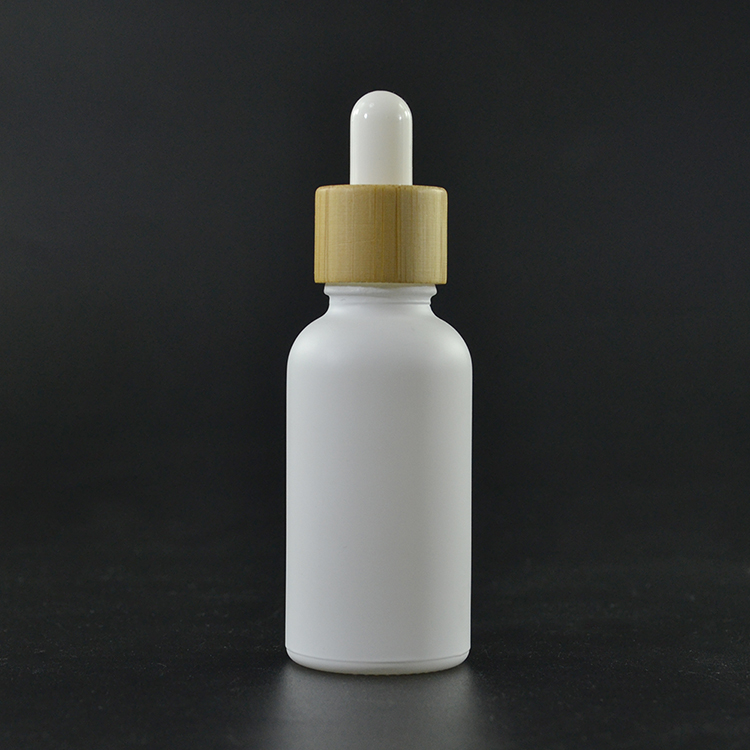 Cosmetic 30ml essential oil matte white frosted  glass dropper bottle with kraft paper tube