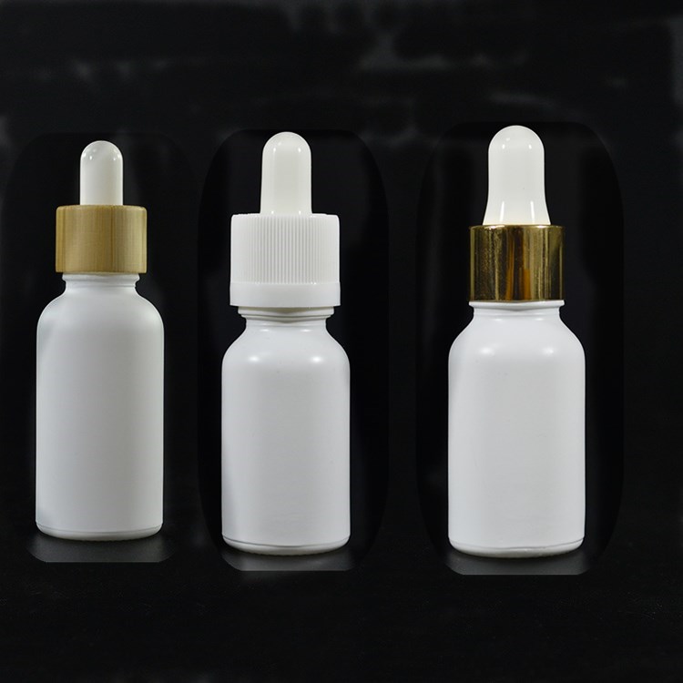 Cosmetic 30ml essential oil matte white frosted glass dropper bottle with kraft paper tube
