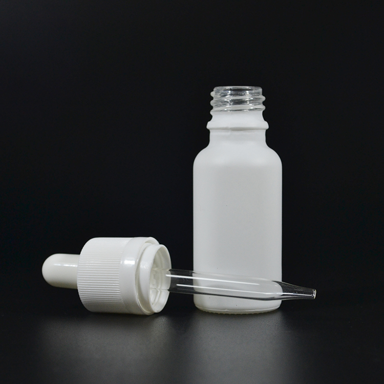 Cosmetic 30ml essential oil matte white frosted glass dropper bottle with kraft paper tube