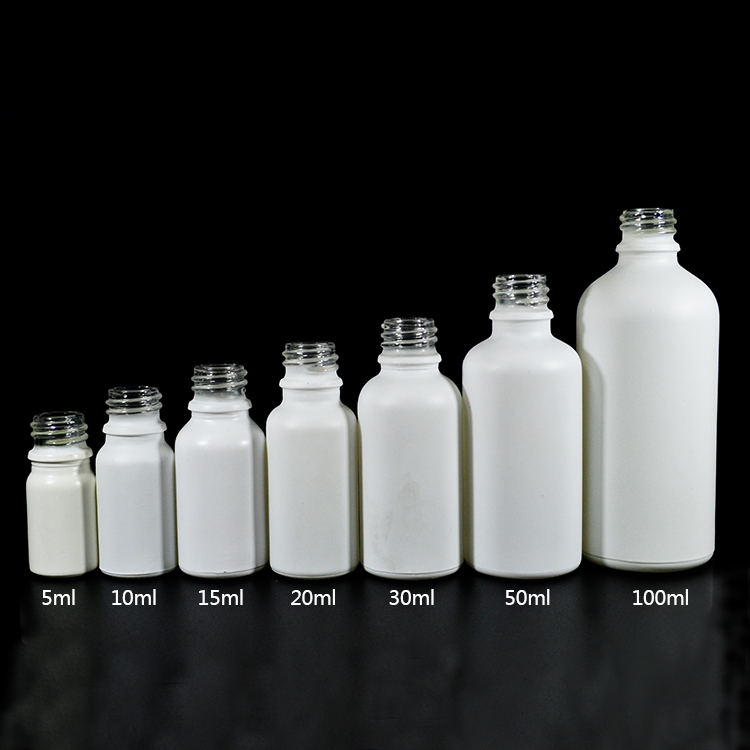 Cosmetic 30ml essential oil matte white frosted glass dropper bottle with kraft paper tube