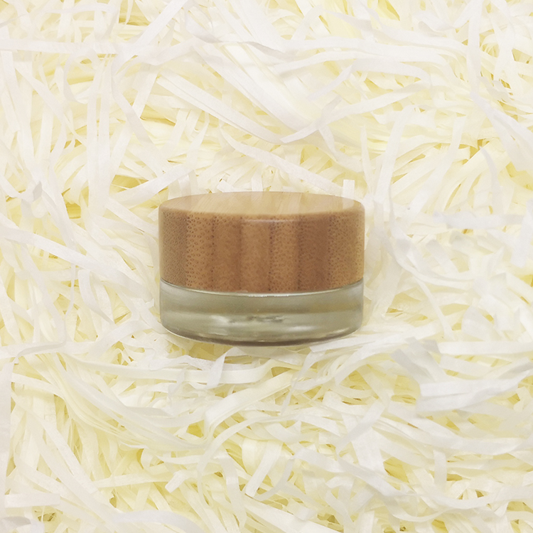 Cosmetic 3ml 5ml 10ml 15ml 20ml 30ml 50ml 100ml 150ml clear frosted glass jar bamboo lid bamboo cream jar