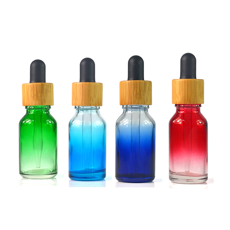 Cosmetic 5 10 15 30ml 50ml 60 100ml clear amber white black serum essential oil frosted glass dropper bottle with bamboo cap
