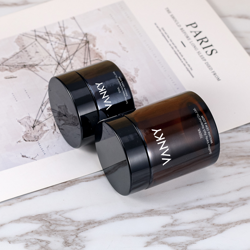 Cosmetic 50g 100g Amber glass jar packaging
