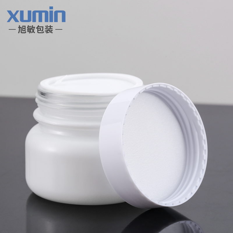 Cosmetic 50g 50ml 2oz glass jar packaging white cream jar with cosmetic jar