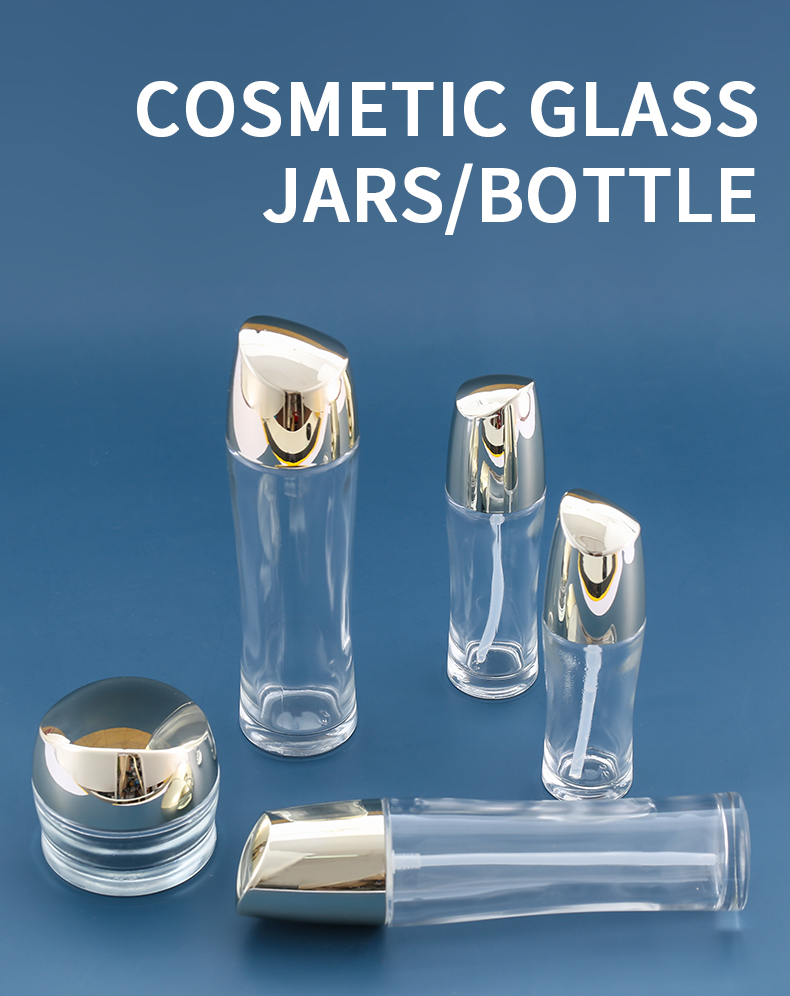 Cosmetic 50g clear glass jar with gold lid container glass jar 50ml packaging