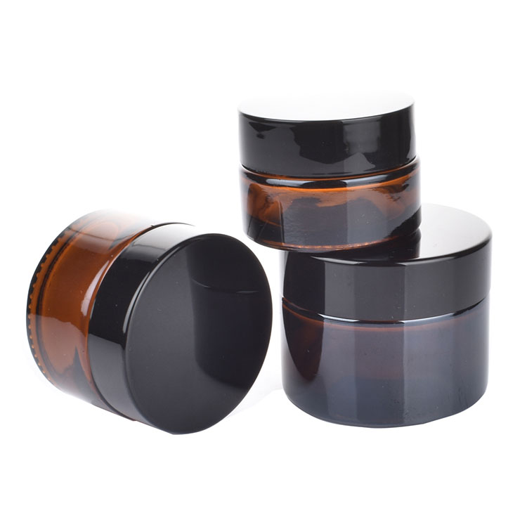 Cosmetic 5g 10g 30g amber glass jar wide mouth for lotion packaging