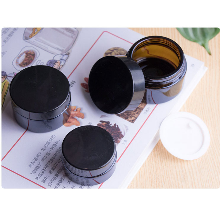 Cosmetic 5g 10g 30g amber glass jar wide mouth for lotion packaging