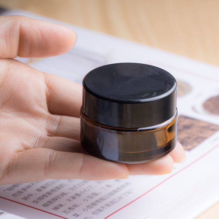 Cosmetic 5g 10g 30g amber glass jar wide mouth for lotion packaging