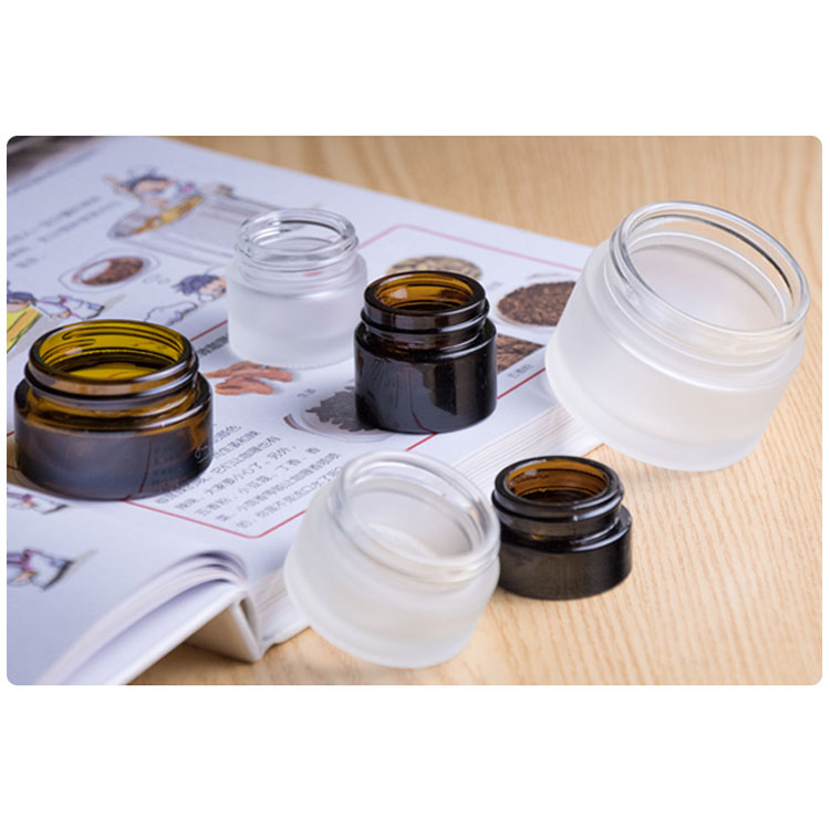 Cosmetic 5g 10g 30g amber glass jar wide mouth for lotion packaging