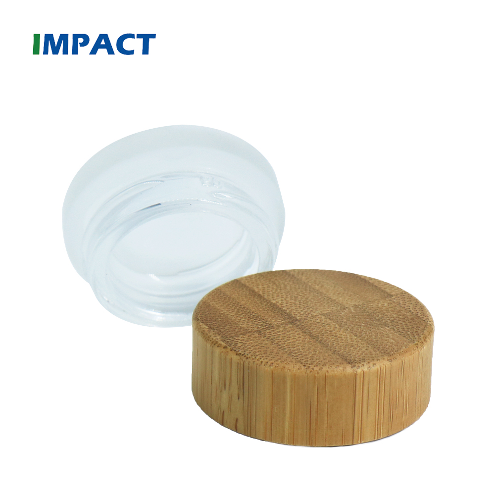 Cosmetic 5g frosted round shape glass jar with wooden bamboo lid for eye cream