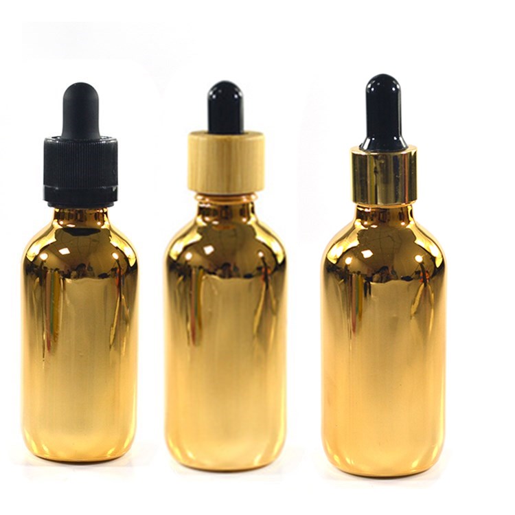 Cosmetic 5ml 10ml 15ml 20ml 50ml 100ml gold coating essential oil glass dropper bottle