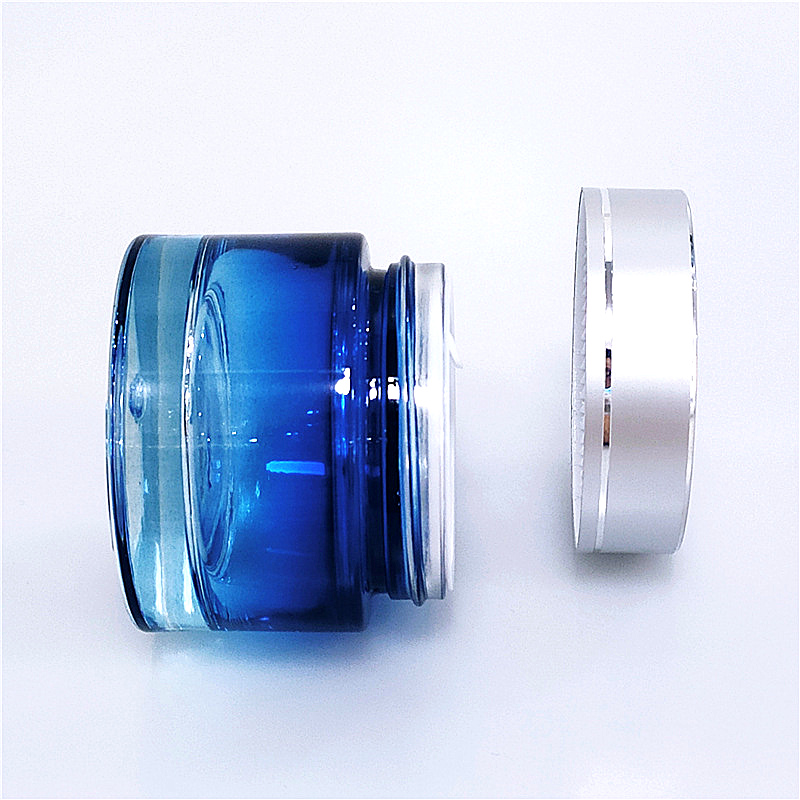 Cosmetic 5ml 10ml 15ml 30ml 50ml 100ml 150ml 200ml clear frosted glass jar aluminum lid with plastic inner cream jar