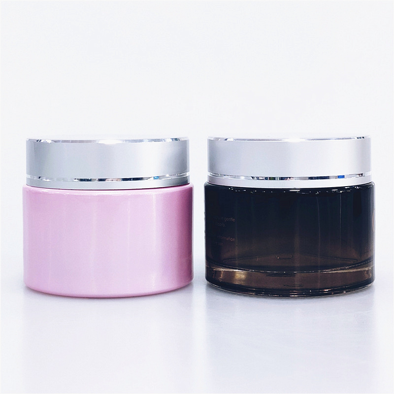 Cosmetic 5ml 10ml 15ml 30ml 50ml 100ml 150ml 200ml clear frosted glass jar aluminum lid with plastic inner cream jar