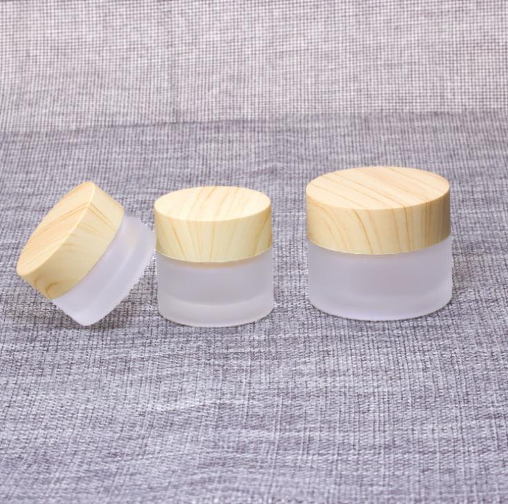 Cosmetic 5ml 10ml 15ml 30ml 50ml 100ml 150ml 200ml clear frosted glass jar bamboo lid with plastic inner bamboo cream jar