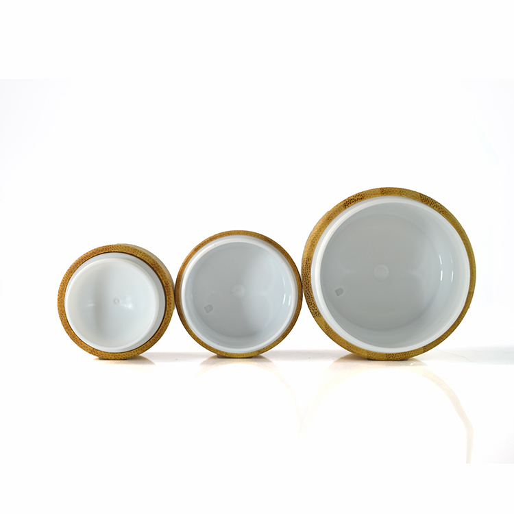 Cosmetic 5ml 15ml 30ml 50ml 100ml clear frosted glass jar with bamboo wood lid for body cream