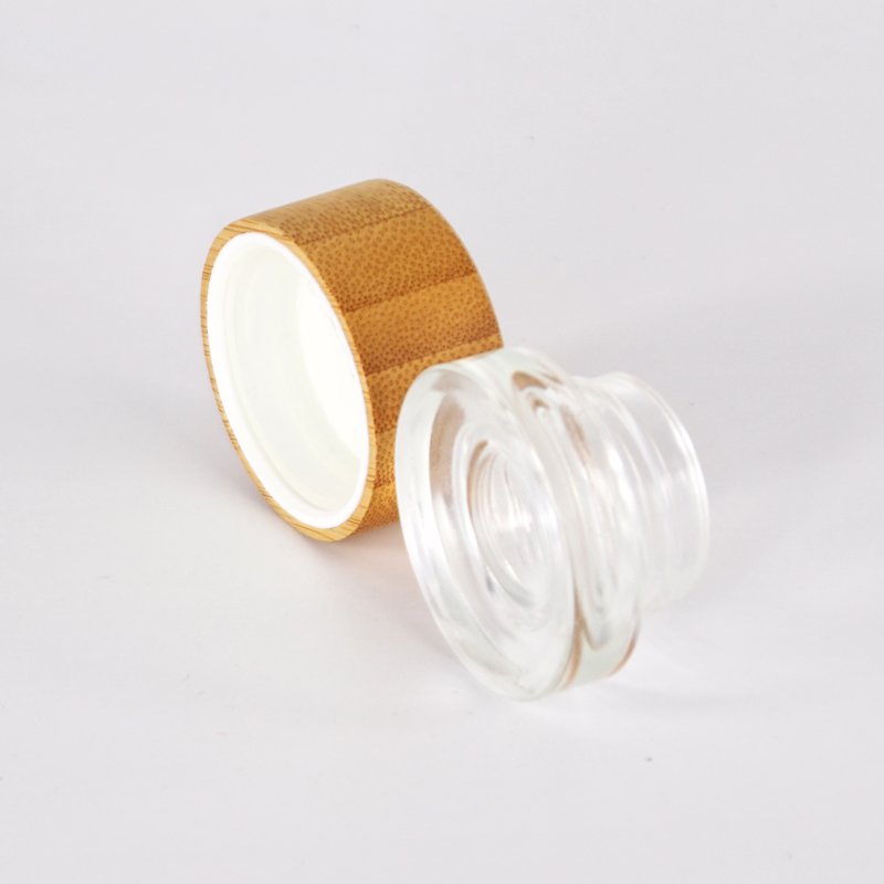 Cosmetic 5ml 15ml 30ml 50ml 100ml clear frosted glass jar with bamboo wood lid for body cream