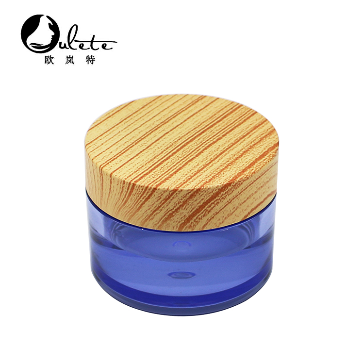 Cosmetic 5ml 15ml 30ml 50ml 100ml clear frosted plastic jar with bamboo wood lid for body cream
