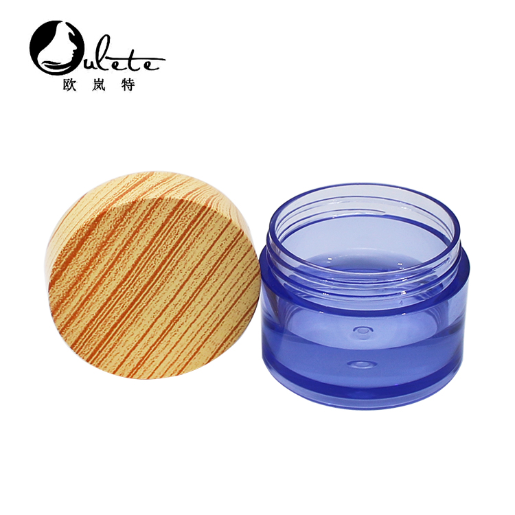 Cosmetic 5ml 15ml 30ml 50ml 100ml clear frosted plastic jar with bamboo wood lid for body cream
