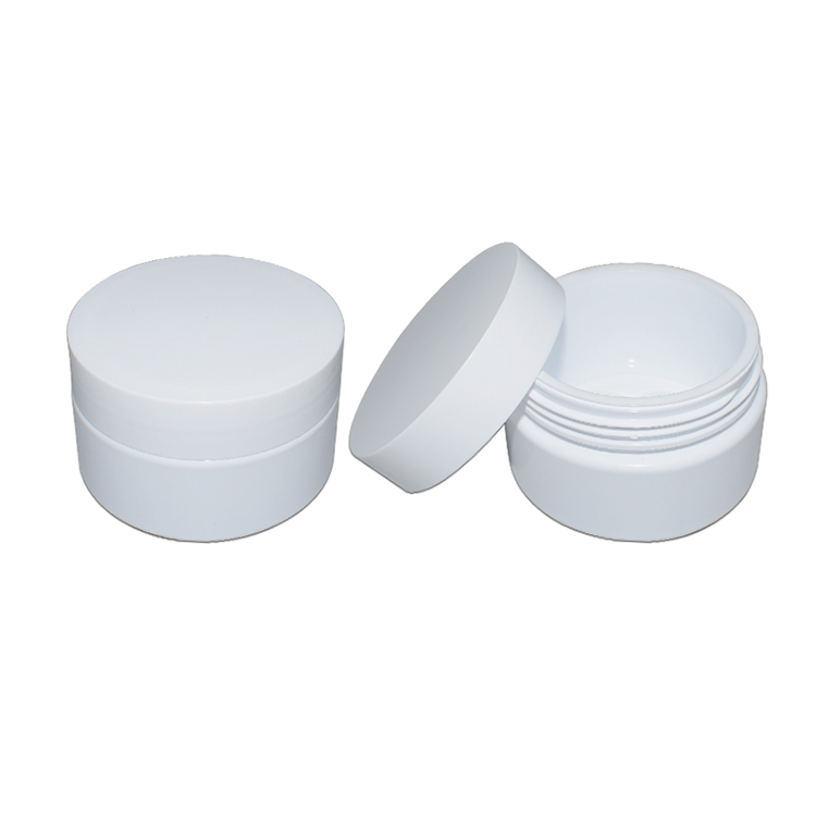 Cosmetic 80 ml white plastic cream jar with screw lid