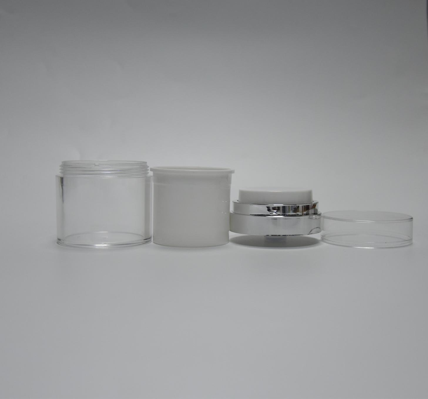Cosmetic Airless Bottles Face Cream Jars 50g Airless Jars with Shiny Silver Lid